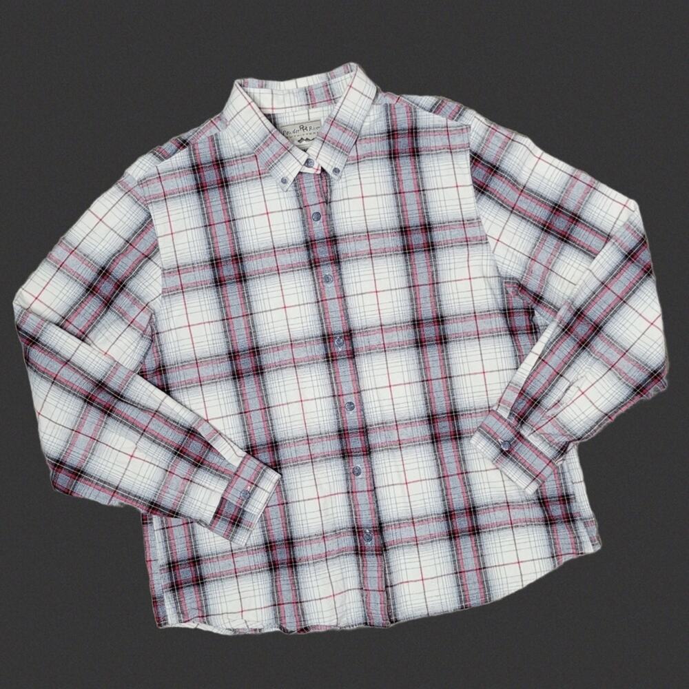 Vintage 90s Y2K Panhandle Slim Powder River Plaid Cotton Button Down, size L